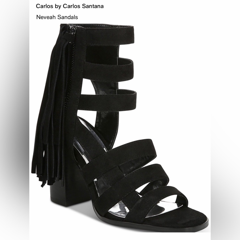 Carlos Santana Black Strappy Sandals